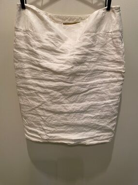 Nicole Miller Sandy Ruched Pencil Skirt in Cream, Size 8